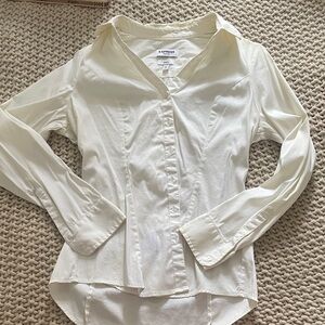 Express Women's Cream Button-Down Shirt